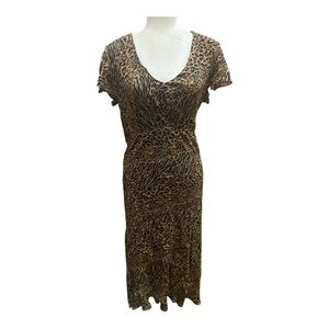 A.M.I. Leopard Print Vintage 90s/Y2k Maxi Dress Size XL Grunge Twee Shift Dress